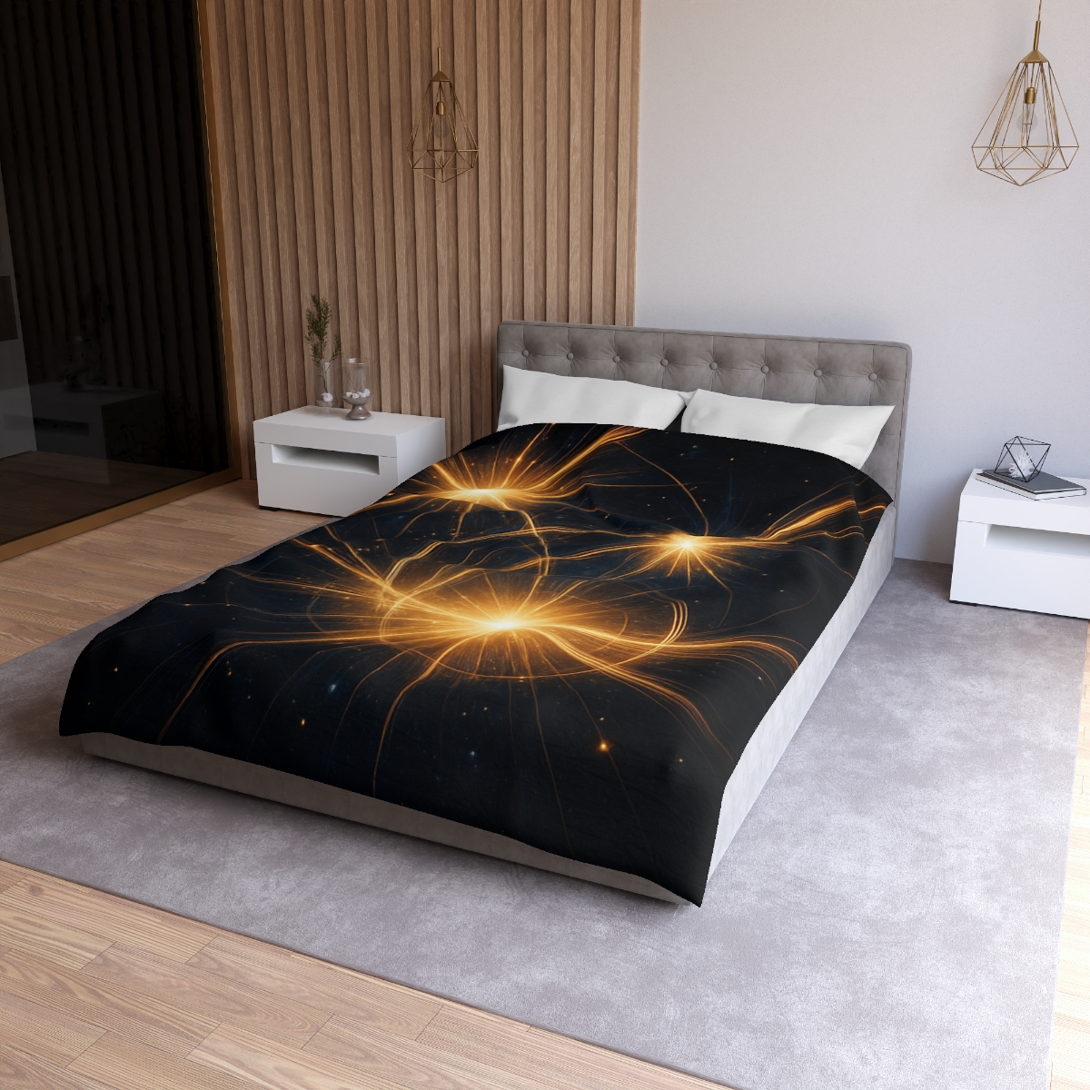 Photon Burst Constellation designer printed duvets
