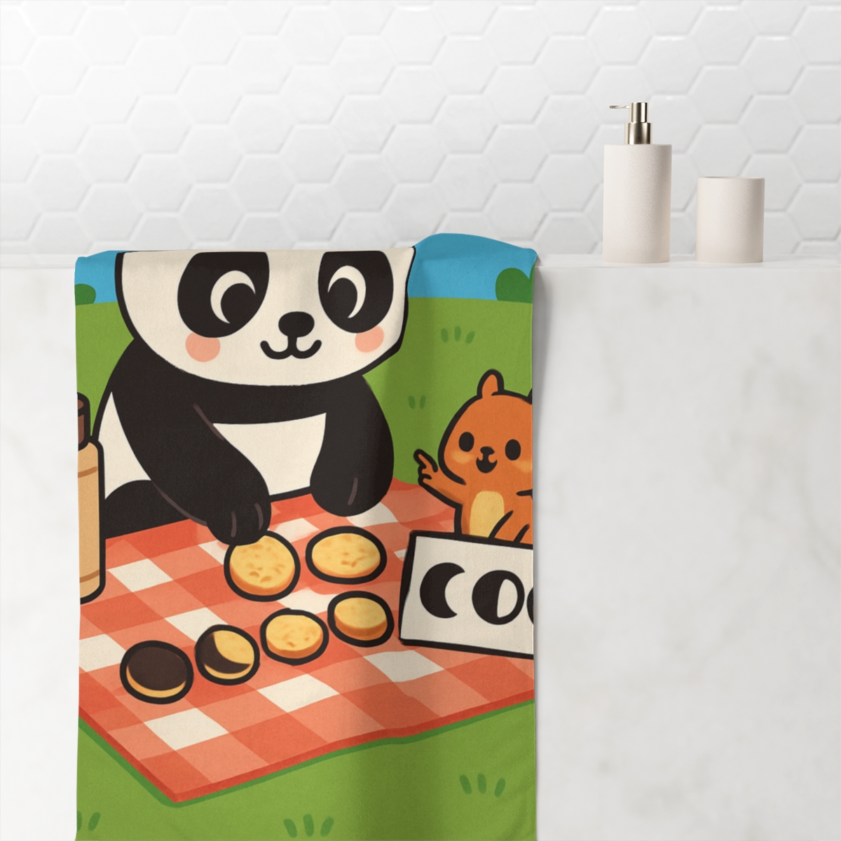 Moon Phase Panda Picnic decorative home towels