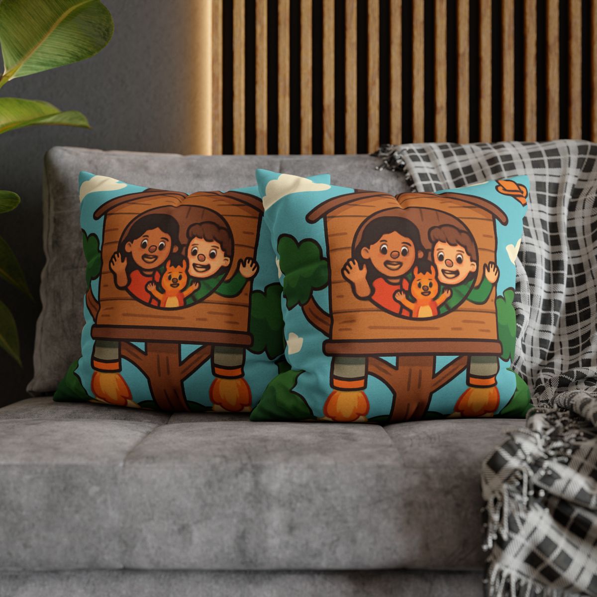 Rocket Powered Treehouse Forest stylish decorative pillowcases