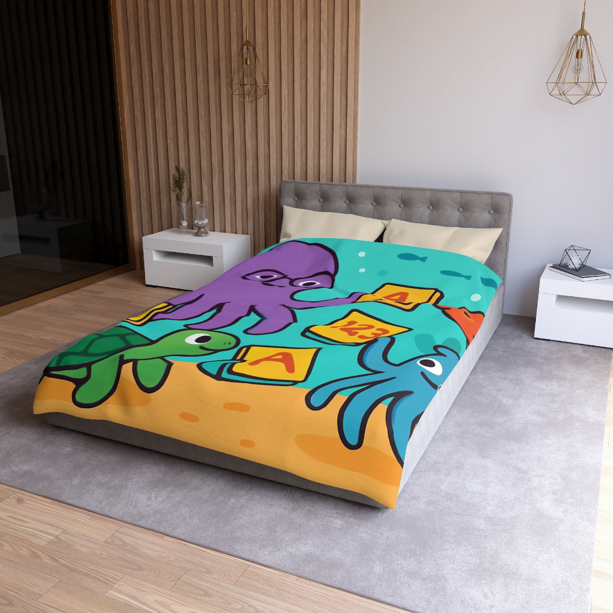 Octopus Librarian In Coral Reef School personalized bedding duvets