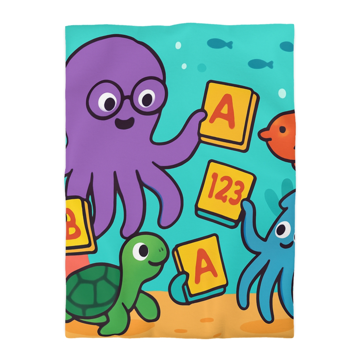 Octopus Librarian In Coral Reef School personalized bedding duvets