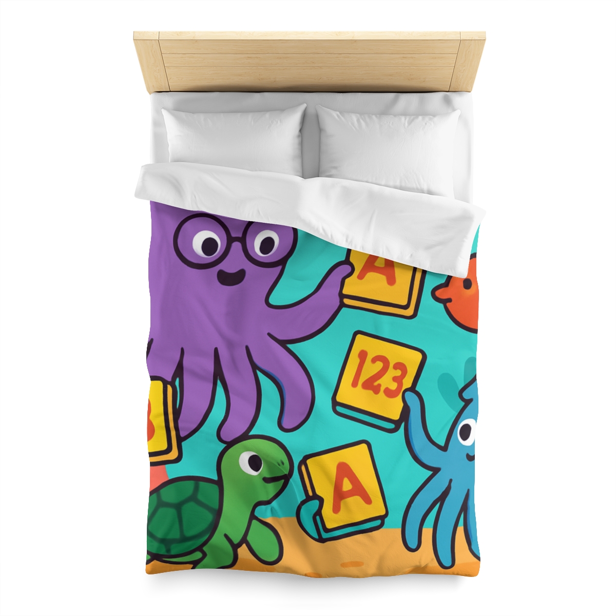 Octopus Librarian In Coral Reef School personalized bedding duvets