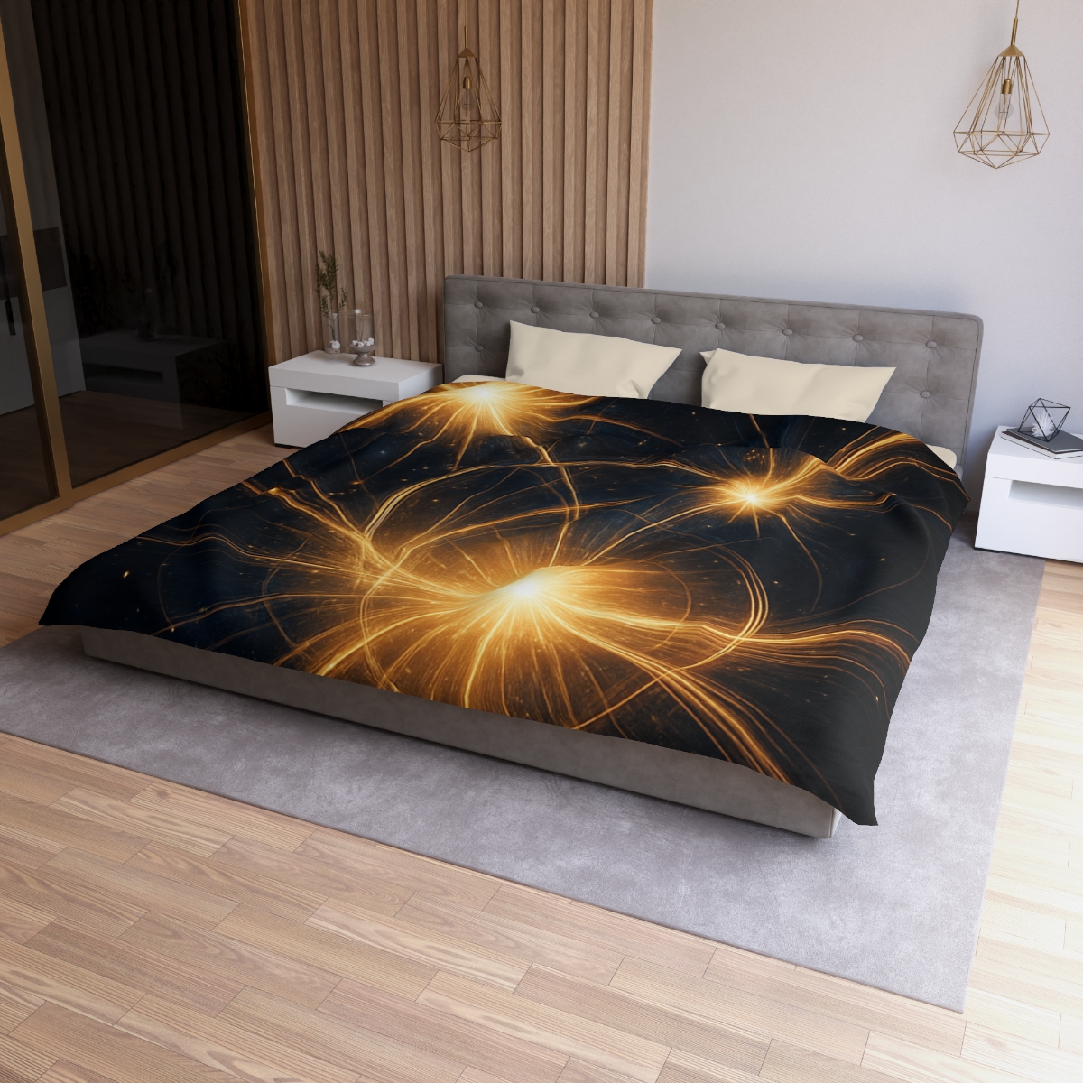 Photon Burst Constellation designer printed duvets