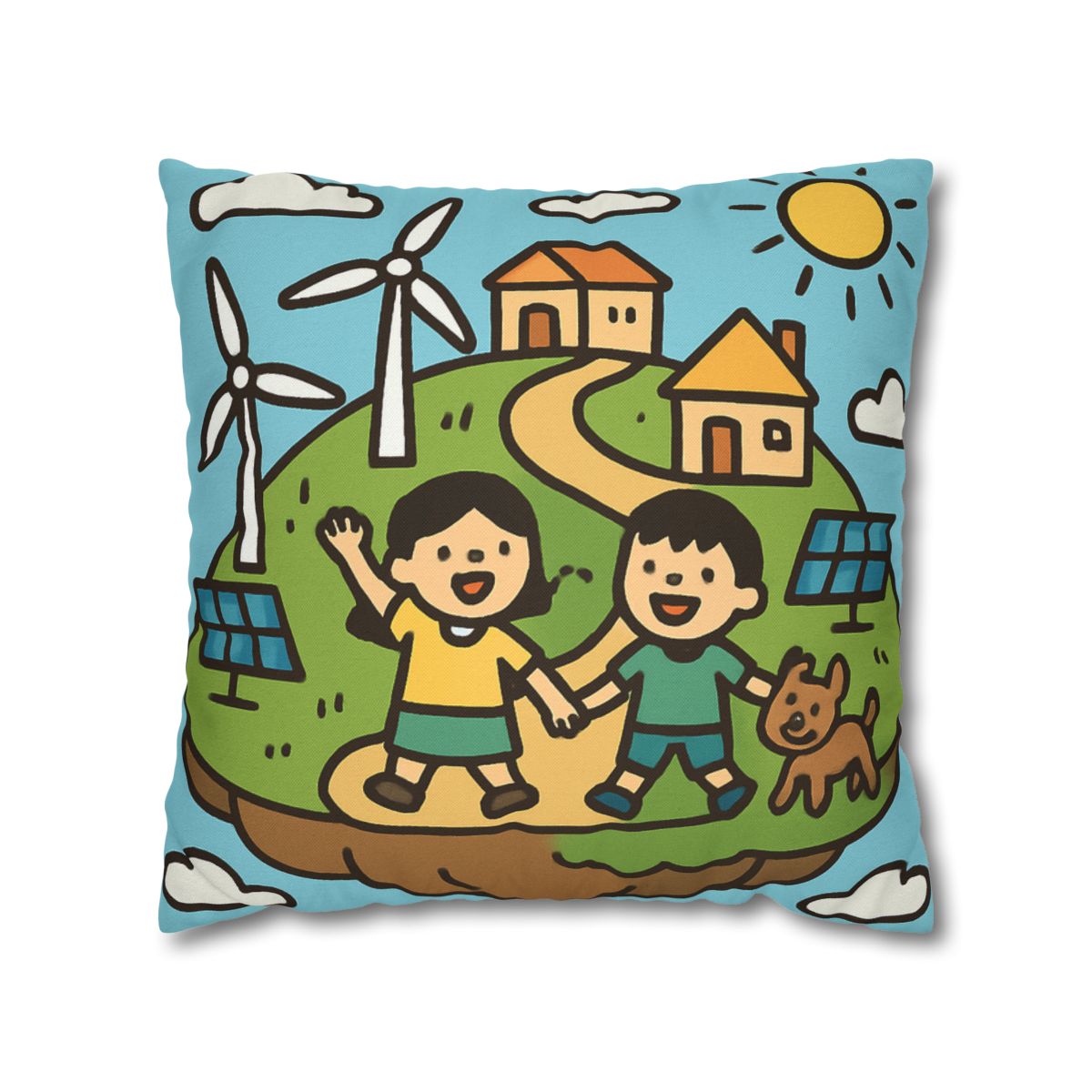 Floating Eco City Sky Island soft cotton pillow cases