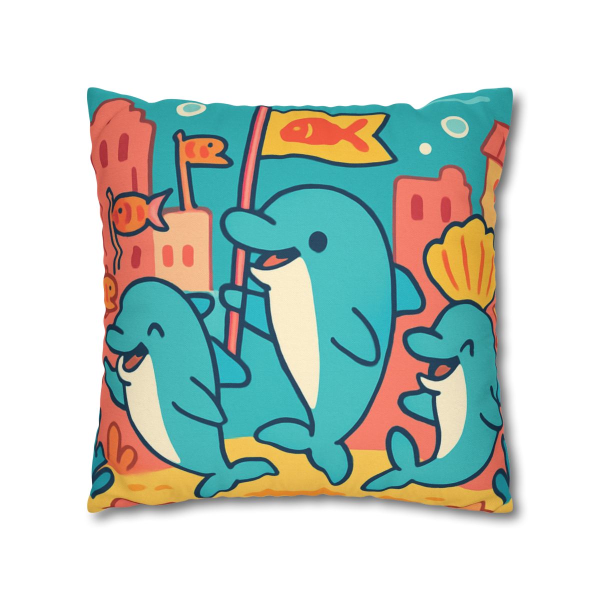 Coral City Dolphin Parade unique gift pillow cases