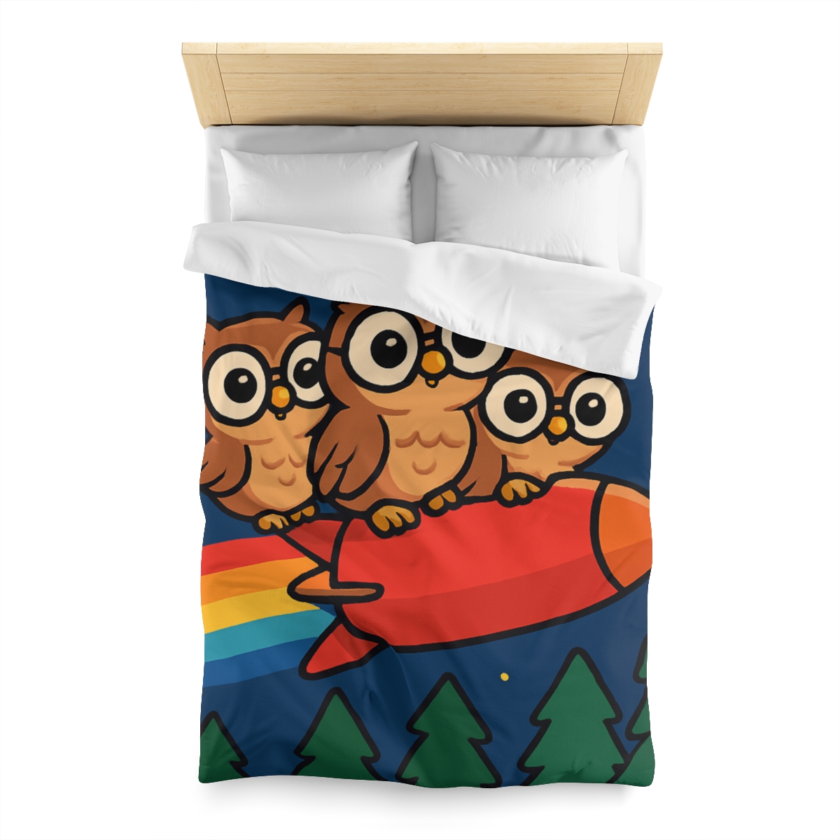 Rocket Riding Forest Owls warm winter duvets
