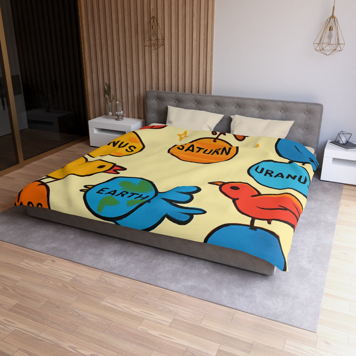 Solar System Circus Of Birds unique patterned duvets