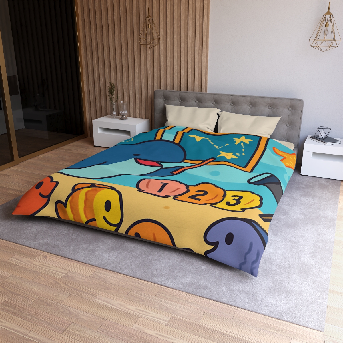 Cosmic Coral Classroom unique patterned duvets