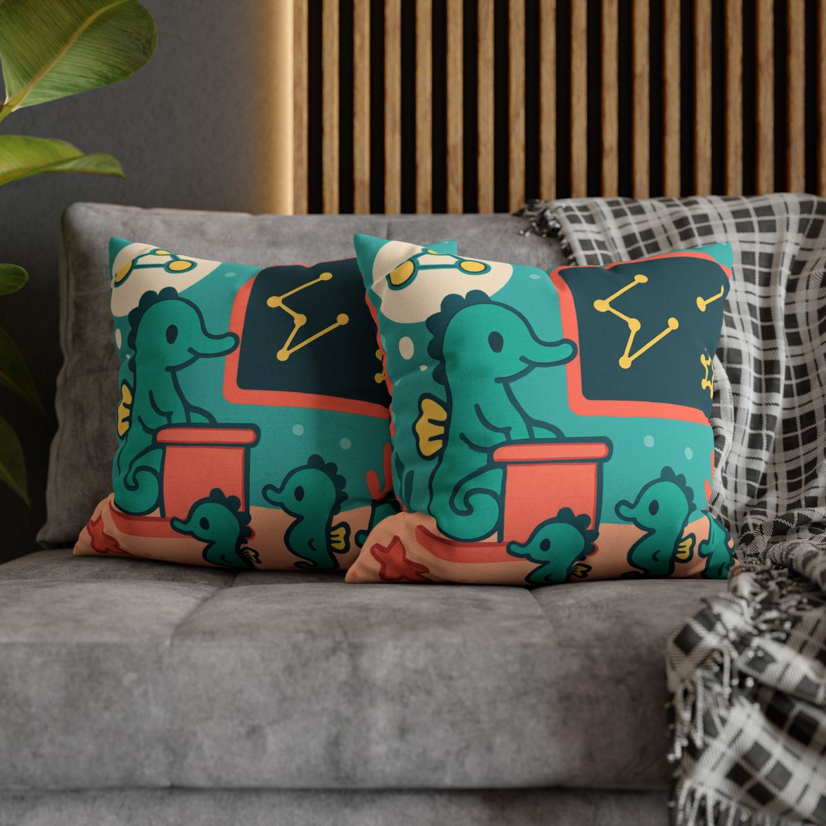 Starry Seahorse School personalized pillow covers