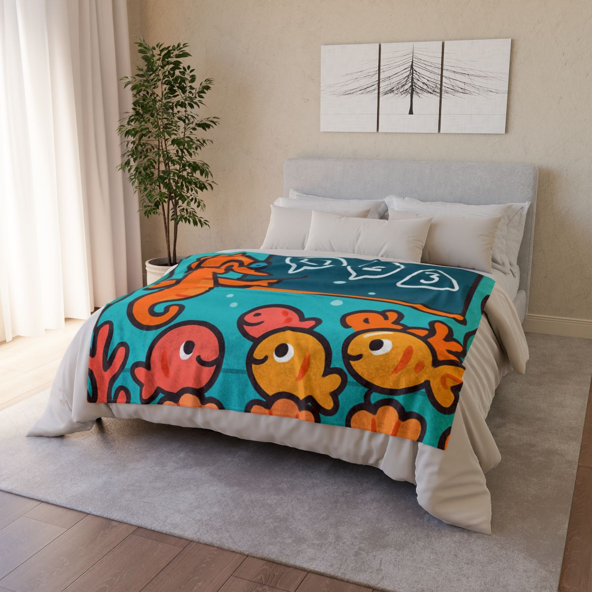 Coral Classroom With The Seahorse Teacher soft fleece blankets