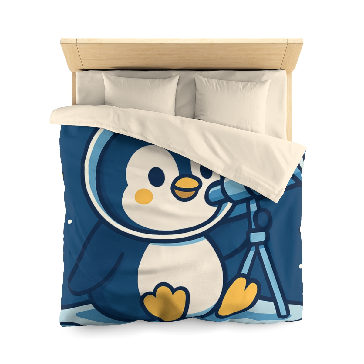 Stargazing Penguin On The Moon personalized bedding duvets