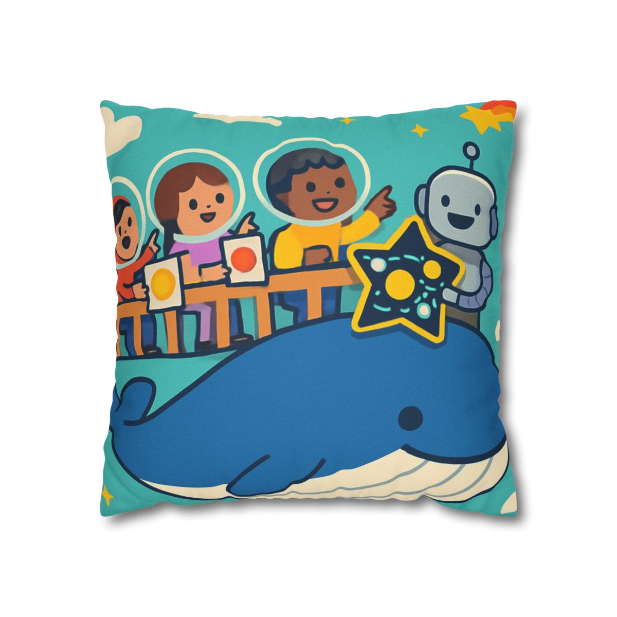 Comet Classroom In The Sky Whale designer print pillow cases