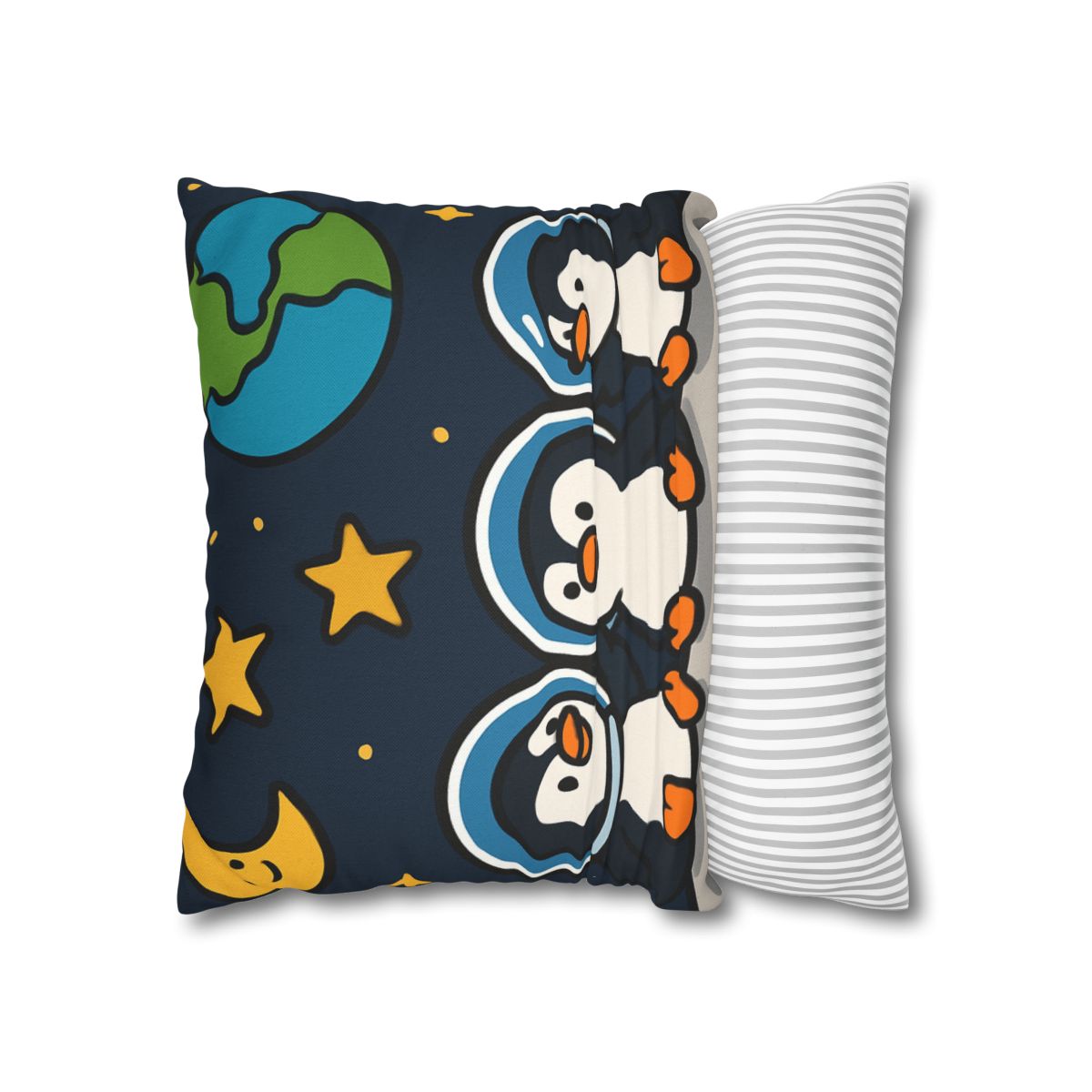 Stargazing Penguins On The Moon designer print pillow cases