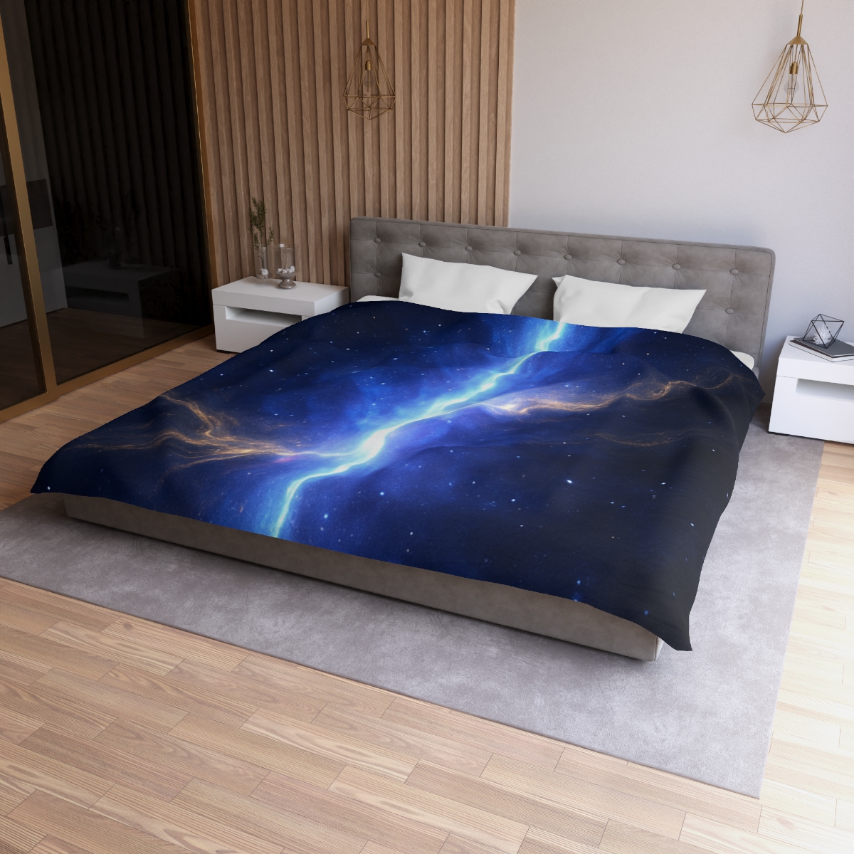 Luminous Horizon Rift designer printed duvets
