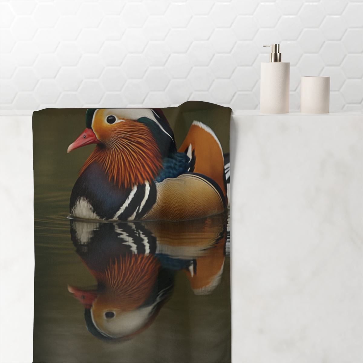 Mandarin Duck Reflected Calm trendy hand towels