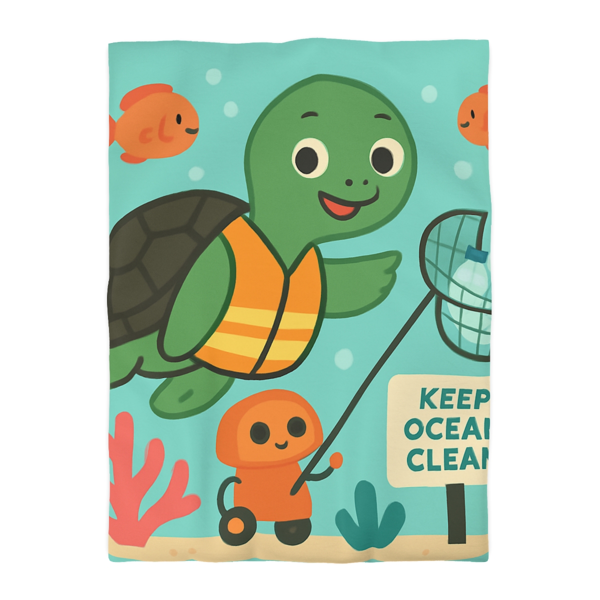 Coral Cleanup Turtle Patrol soft comforter duvets