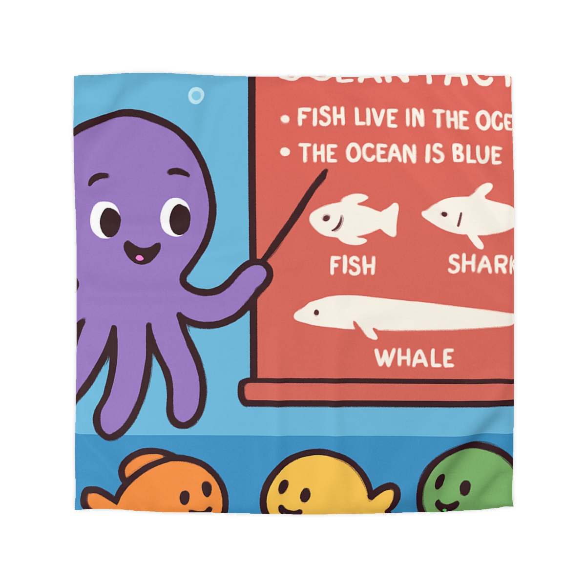 Coral Classroom With Professor Octopus designer printed duvets