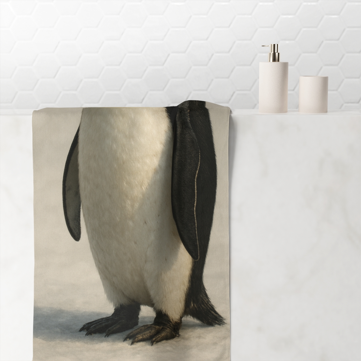 Frost Halo Emperor Penguin stylish beach towels