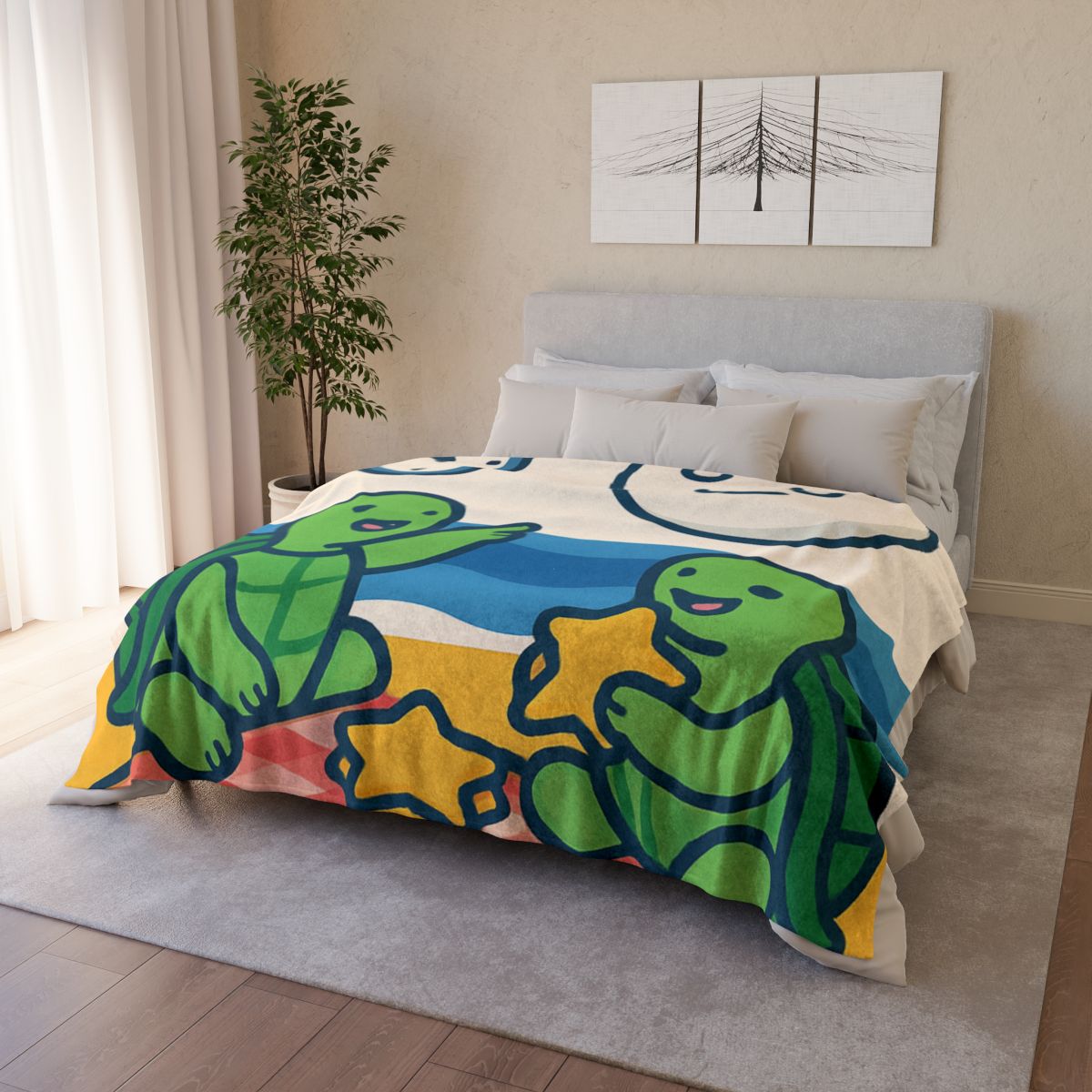 Moon Turtles Tide Time Picnic soft fleece blankets