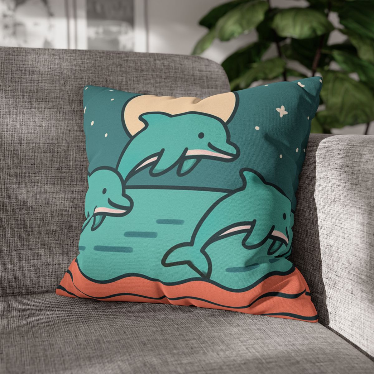 Moonlight Dolphin Parade trendy patterned pillow cases