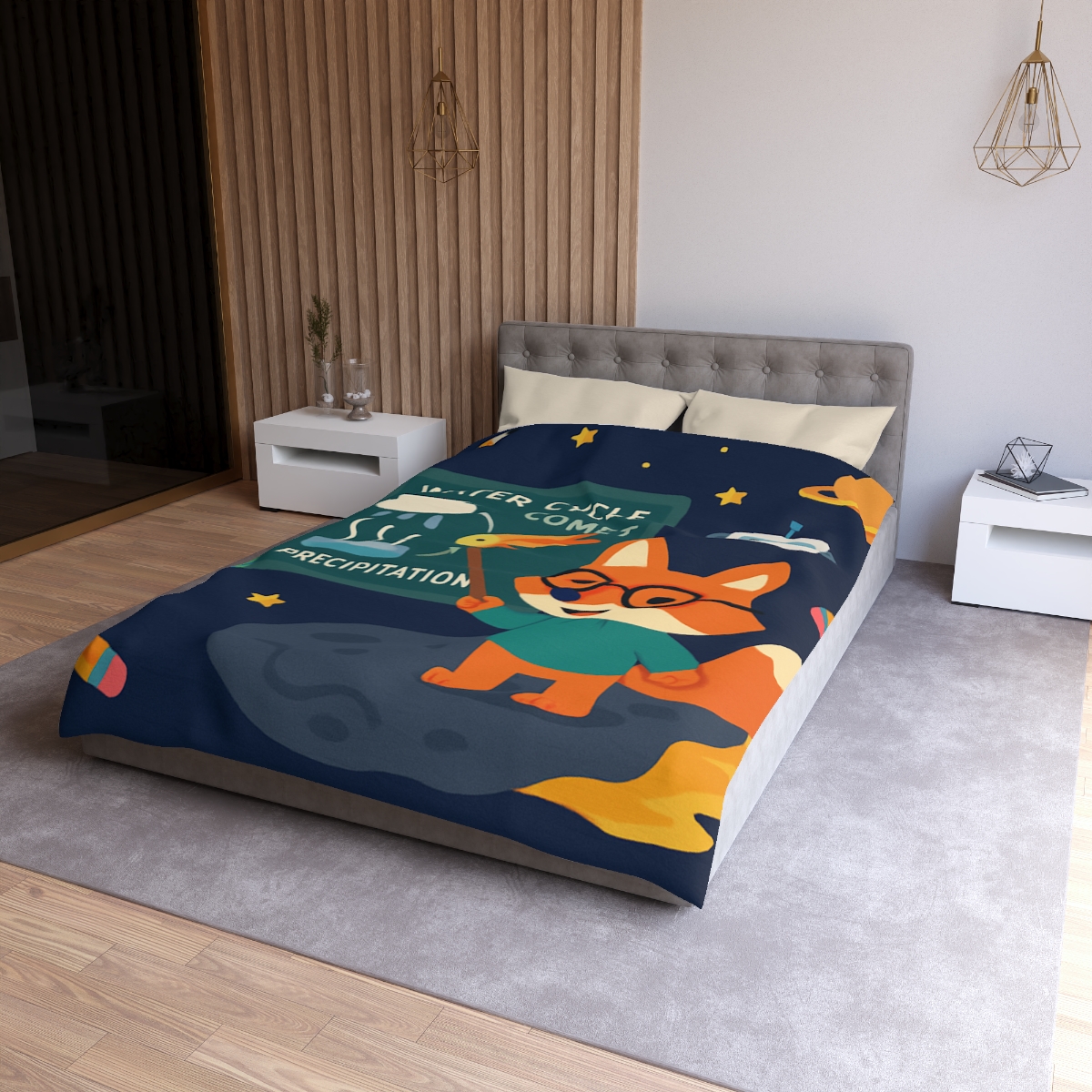 Comet Classroom With Professor Fox designer printed duvets