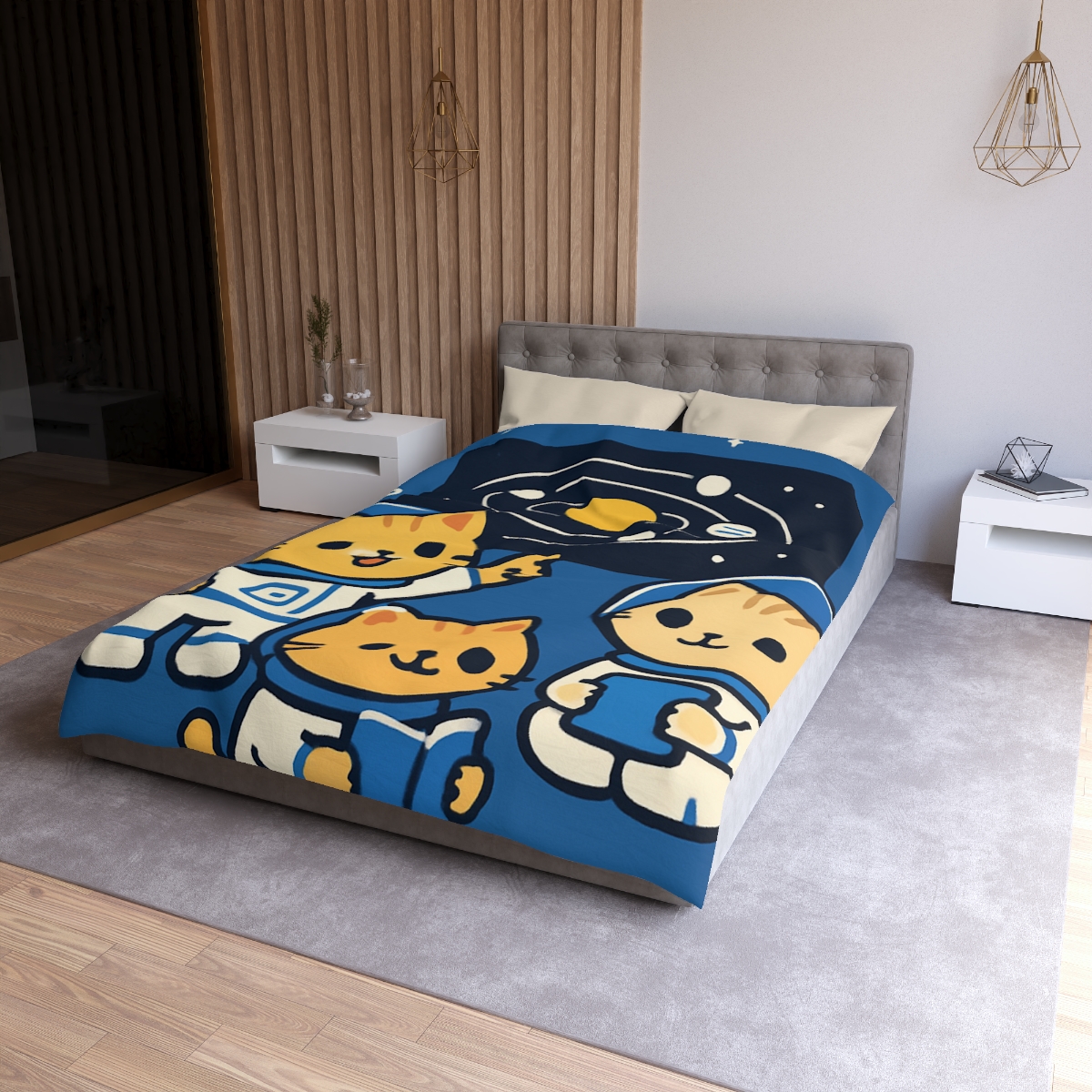 Space School For Curious Cats personalized bedding duvets