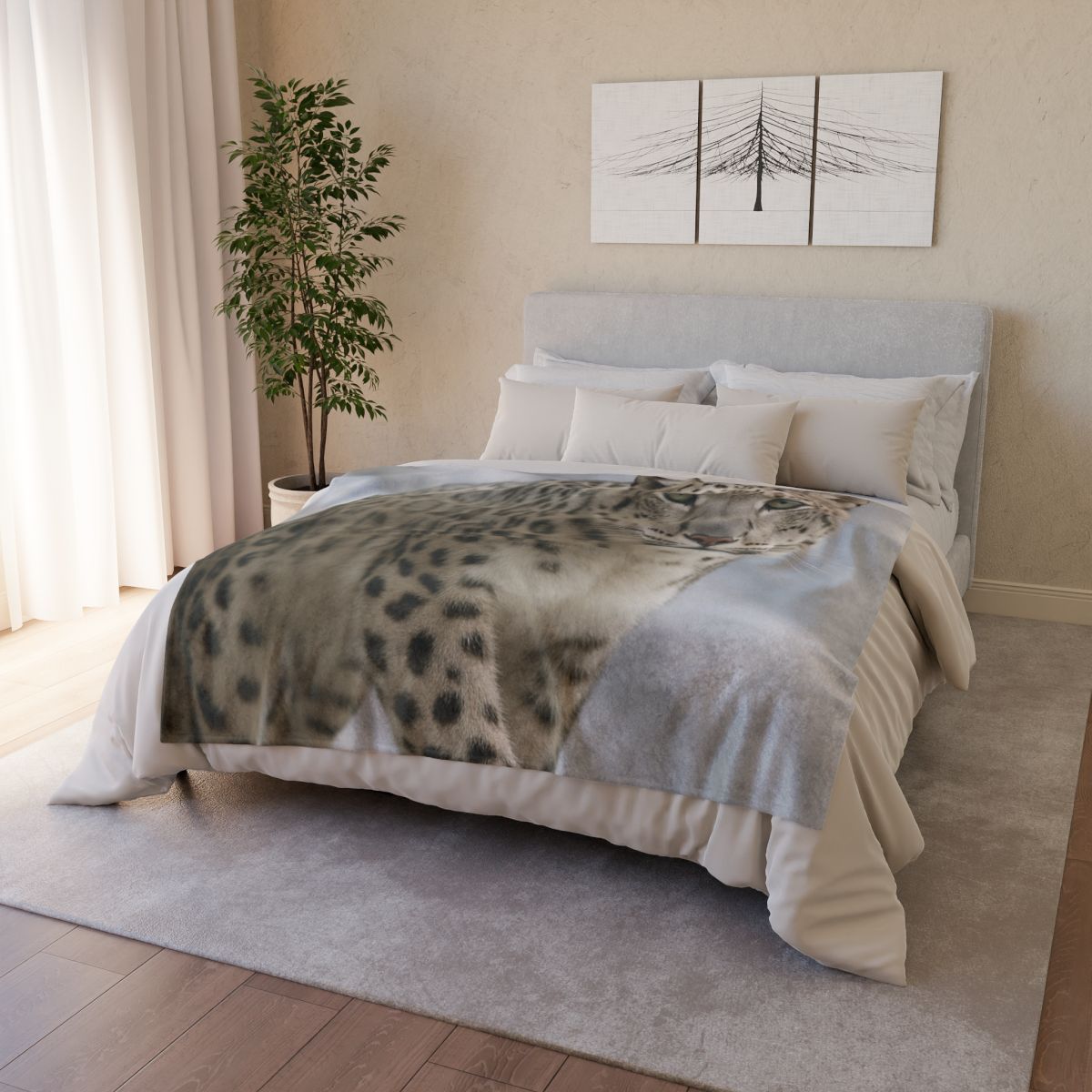 Snow Leopard Silent Ascent personalized cozy blankets