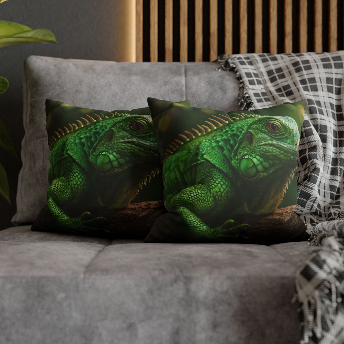 Emerald Gaze Green Iguana custom pillow cases