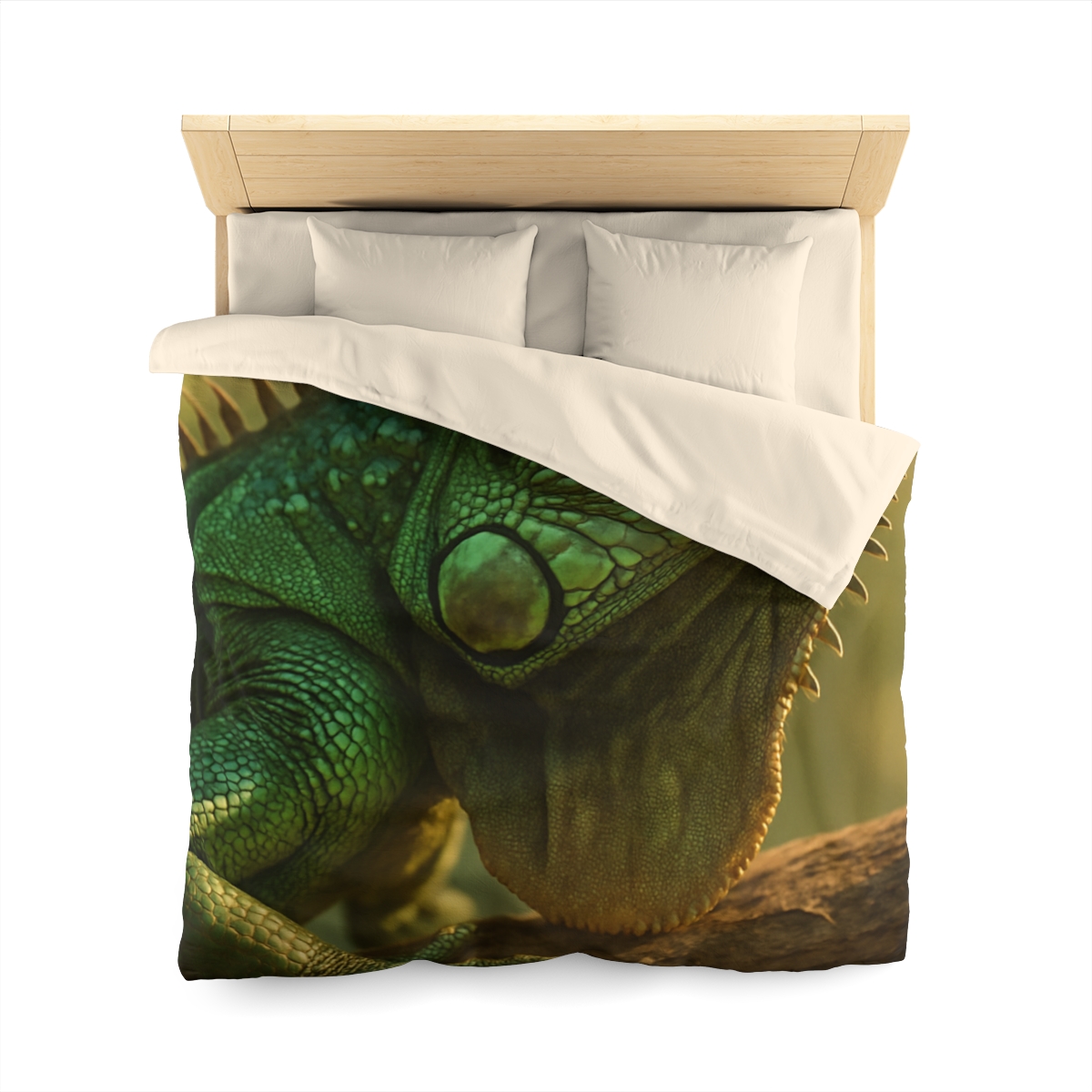 Sunlit Armor Green Iguana soft comforter duvets