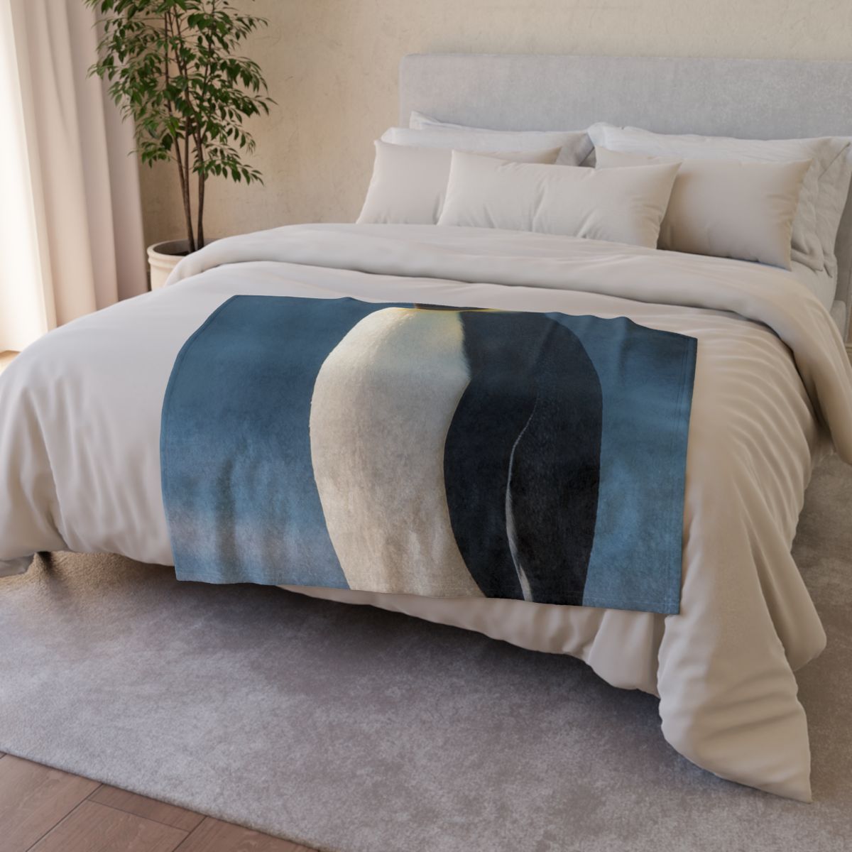 Aurora Drift Emperor Penguin soft fleece blankets