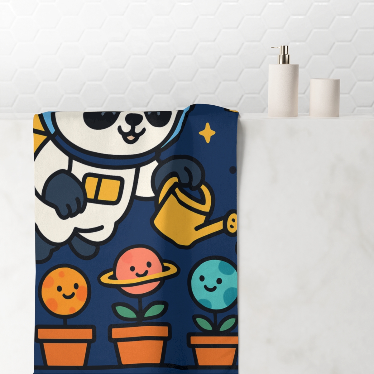 Galaxy Garden Of The Panda Planets decorative home towels