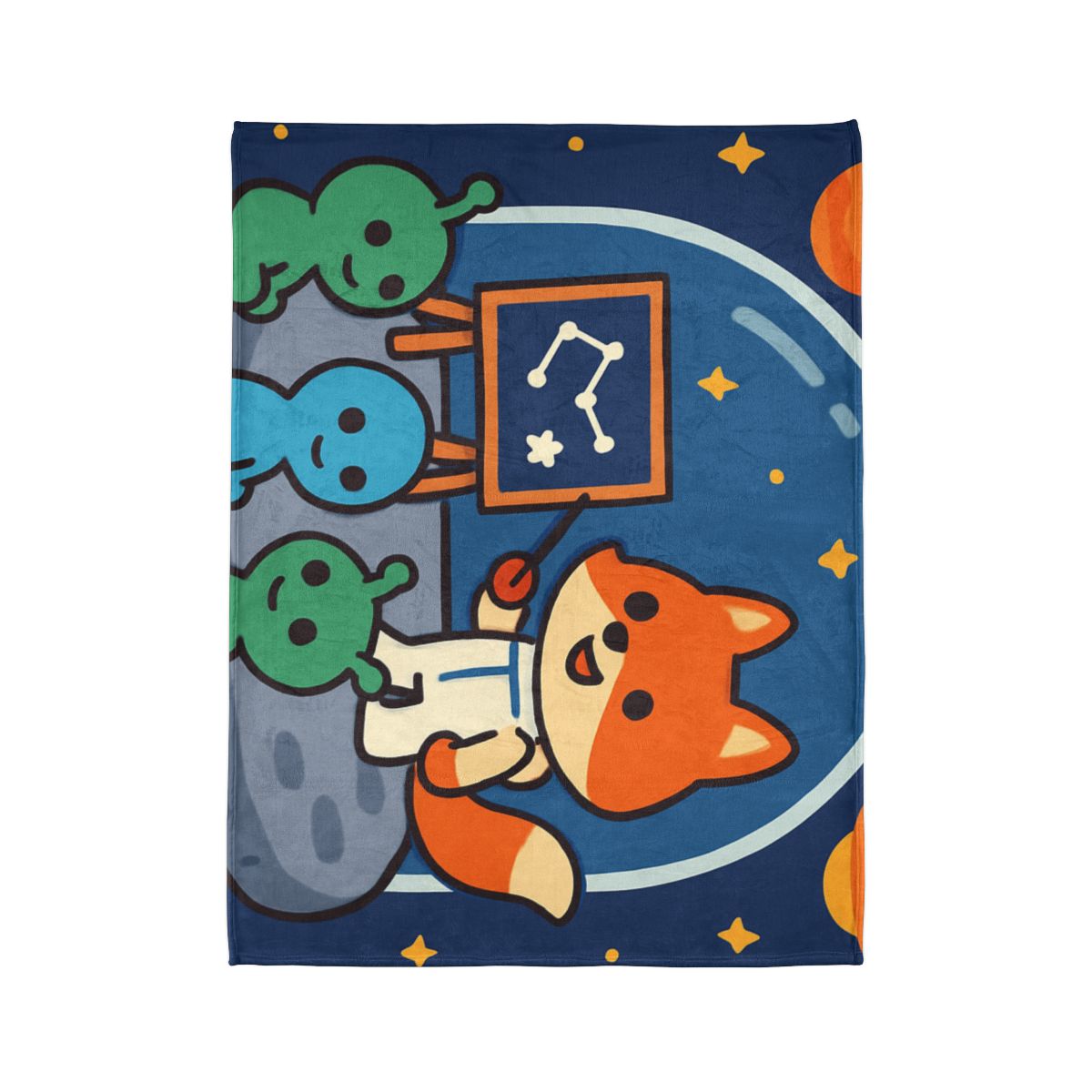 Comet Classroom With Curious Space Fox warm winter blankets