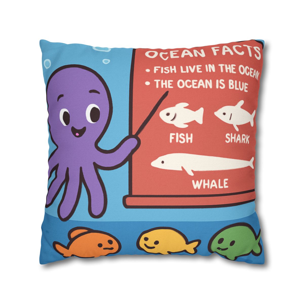 Coral Classroom With Professor Octopus soft cotton pillow cases