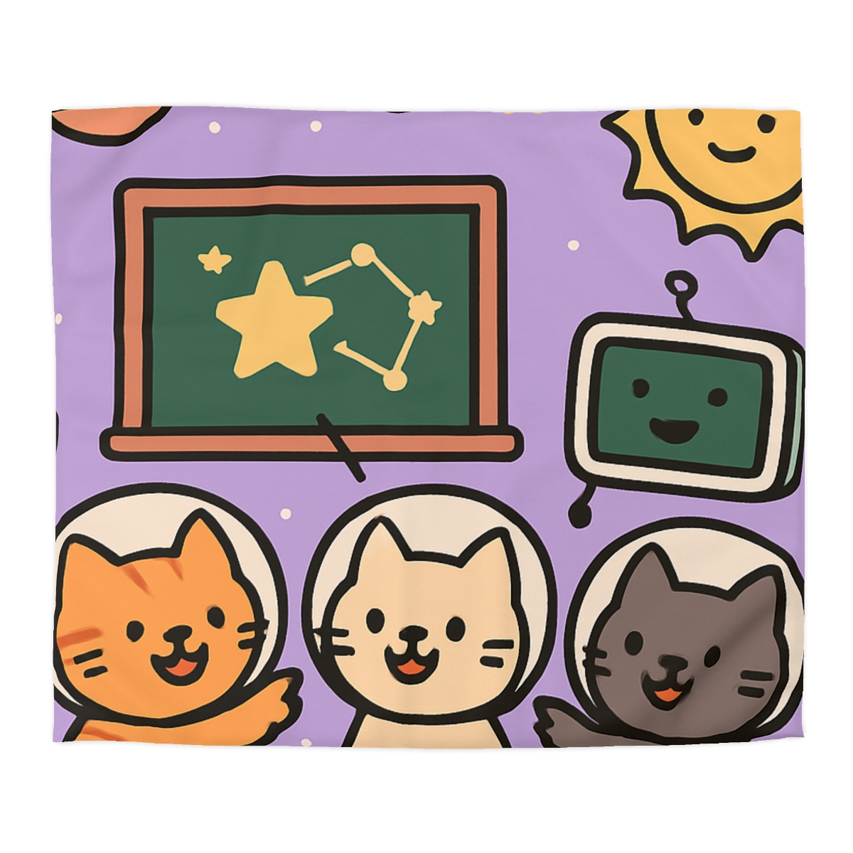 Space School Astronaut Cats unique patterned duvets