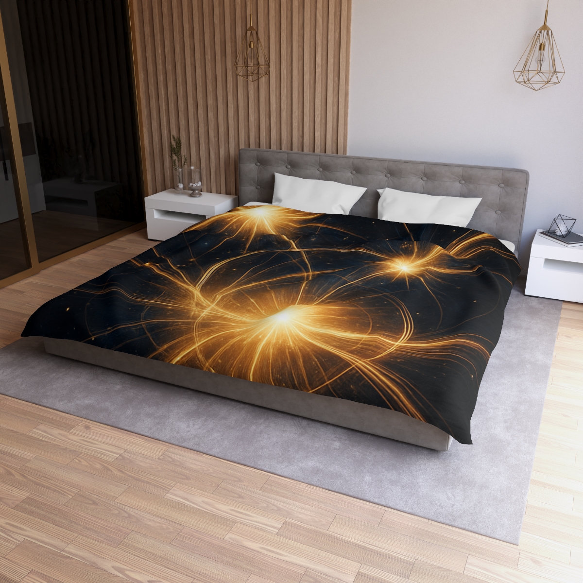 Photon Burst Constellation designer printed duvets