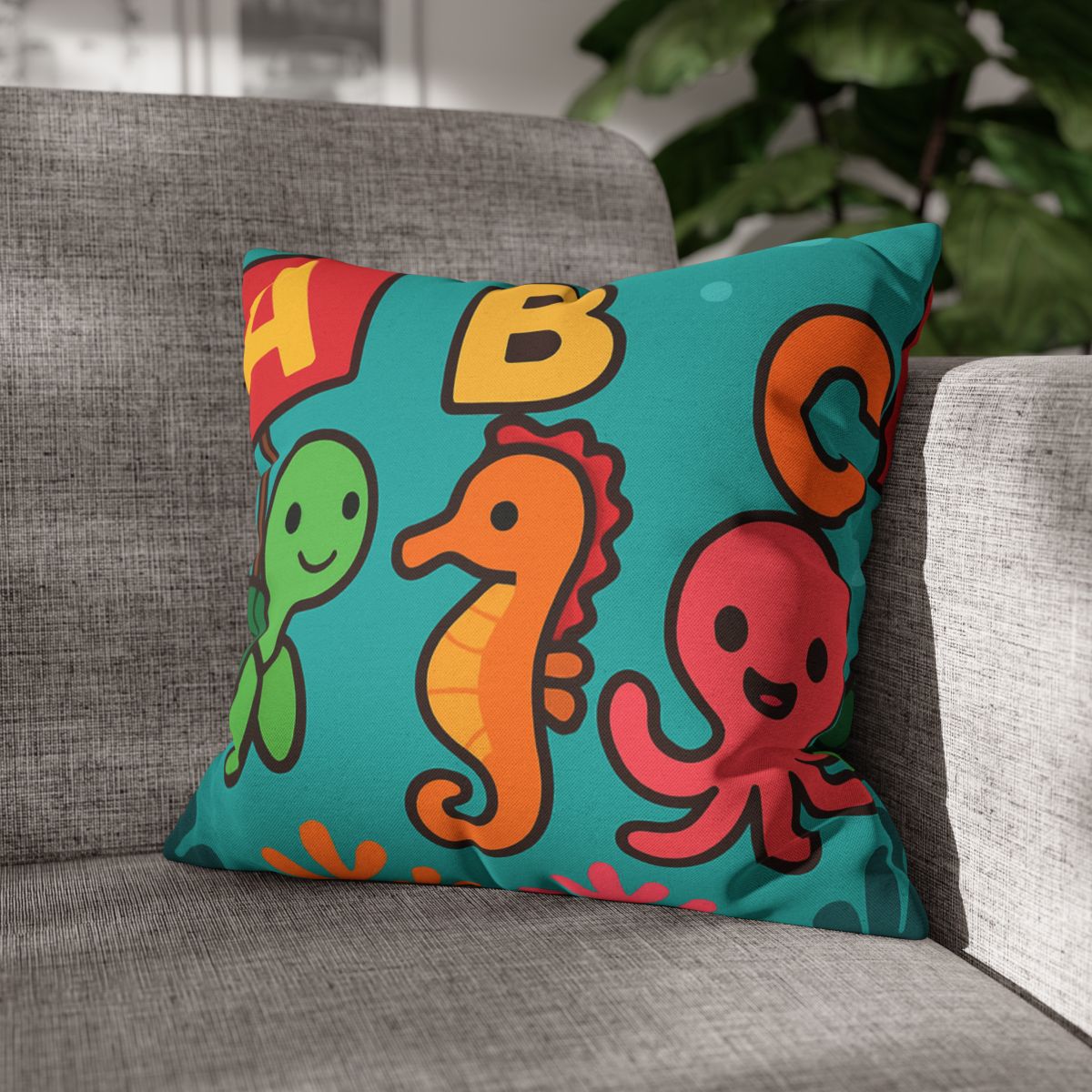 Coral Reef Alphabet Parade soft cotton pillow cases