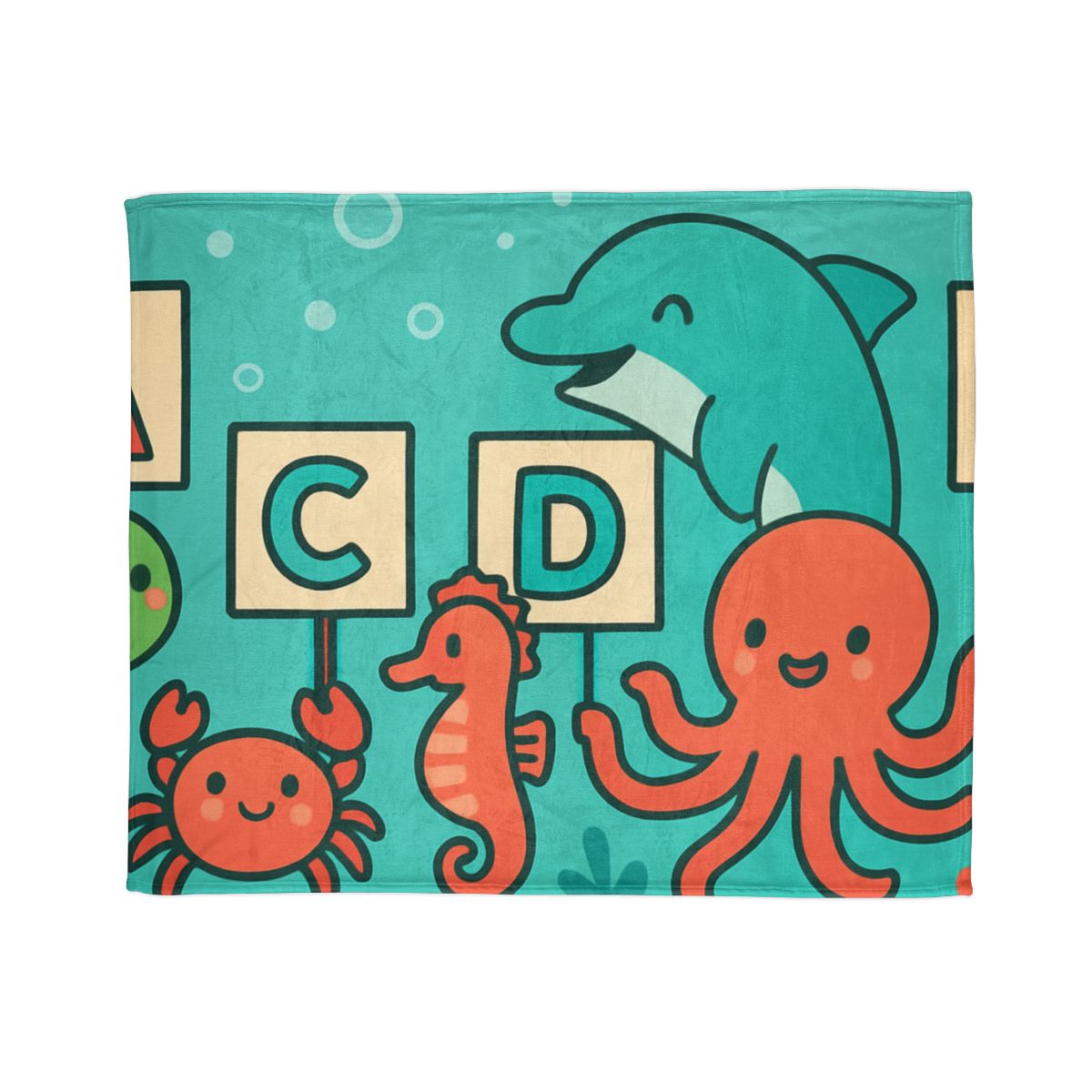 Coral Reef Alphabet Parade personalized cozy blankets