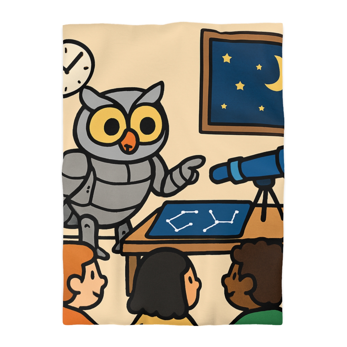 Robot Owl Telescope Workshop custom duvets