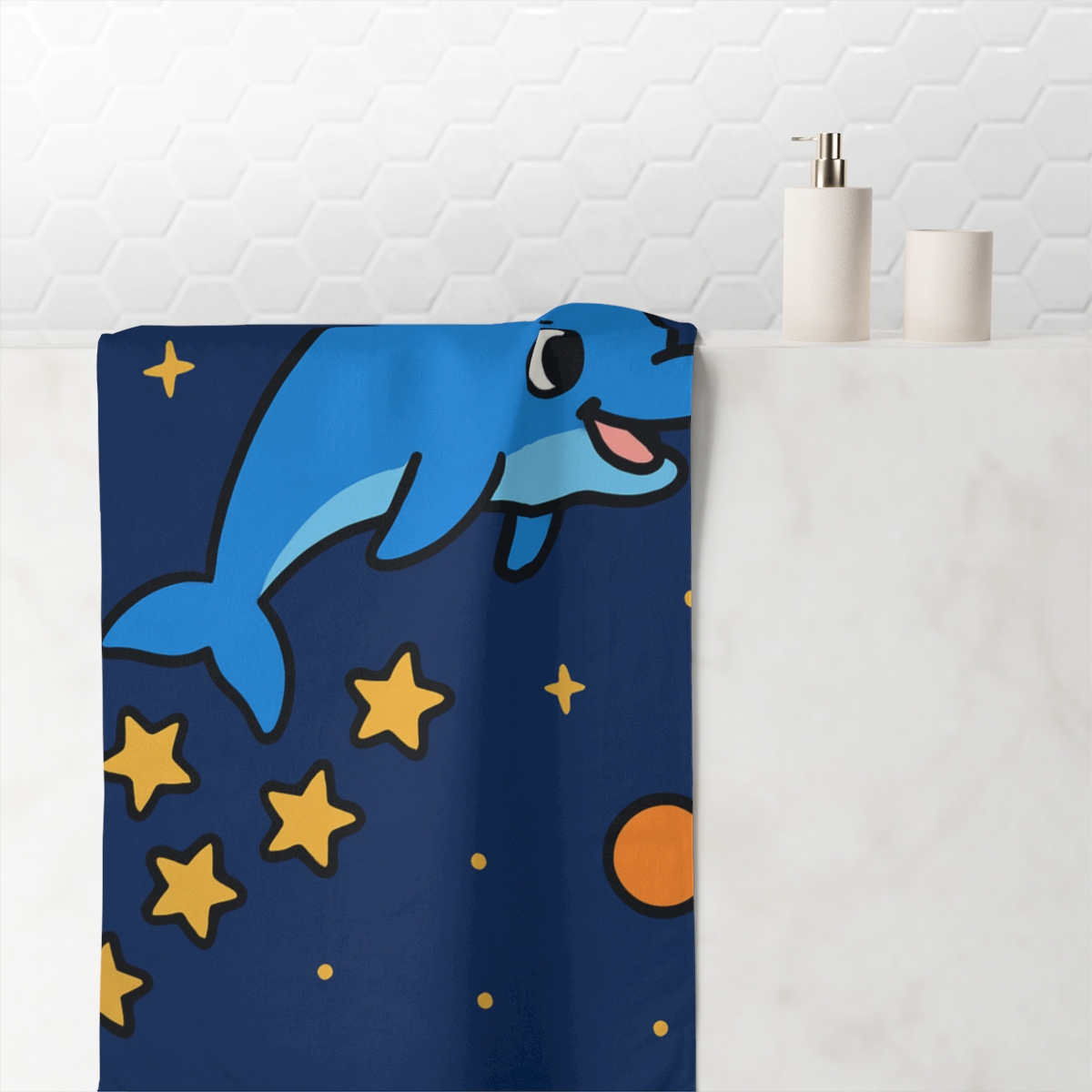 Starlight Dolphin Space Swim trendy hand towels