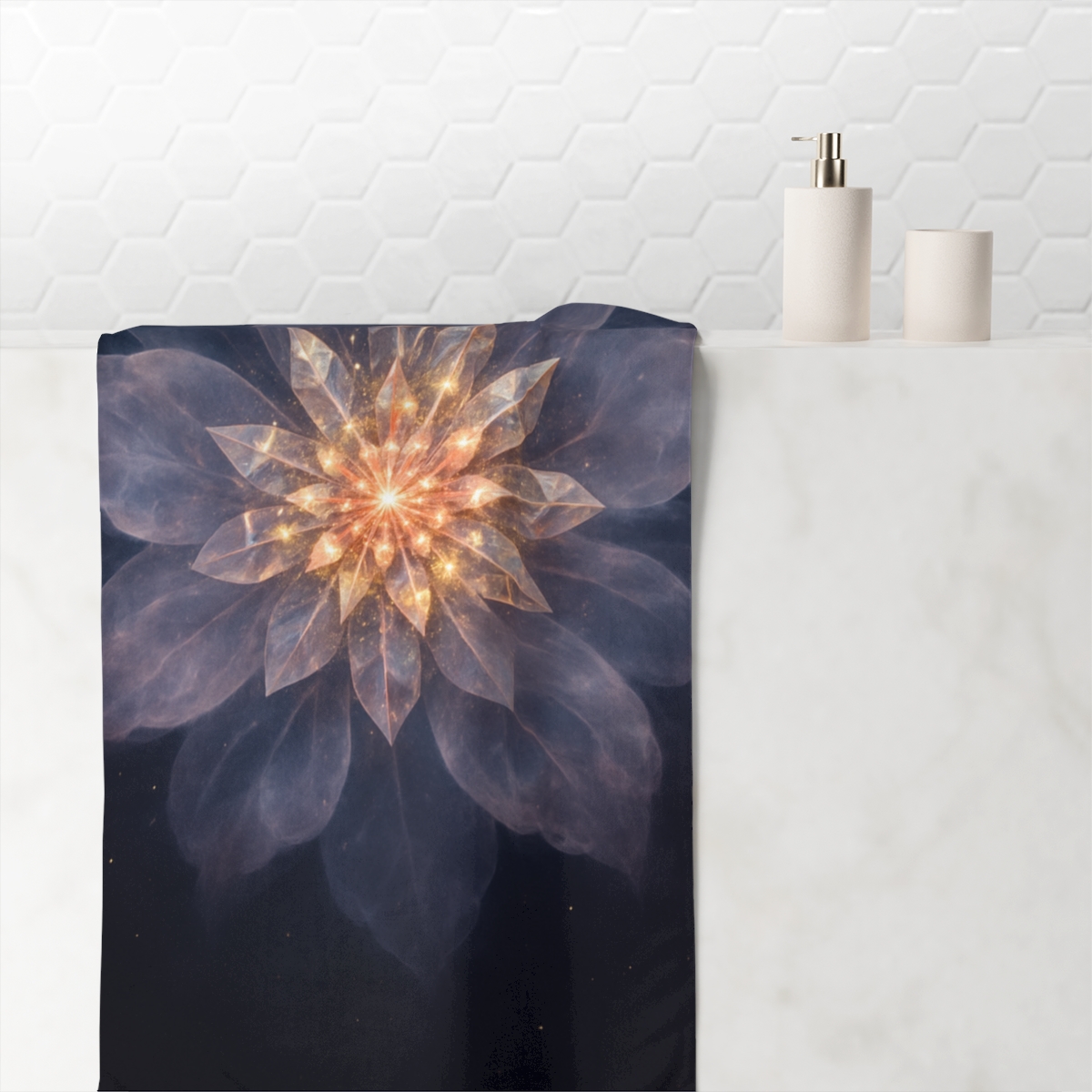 Crystalline Nebula Bloom personalized bath towels