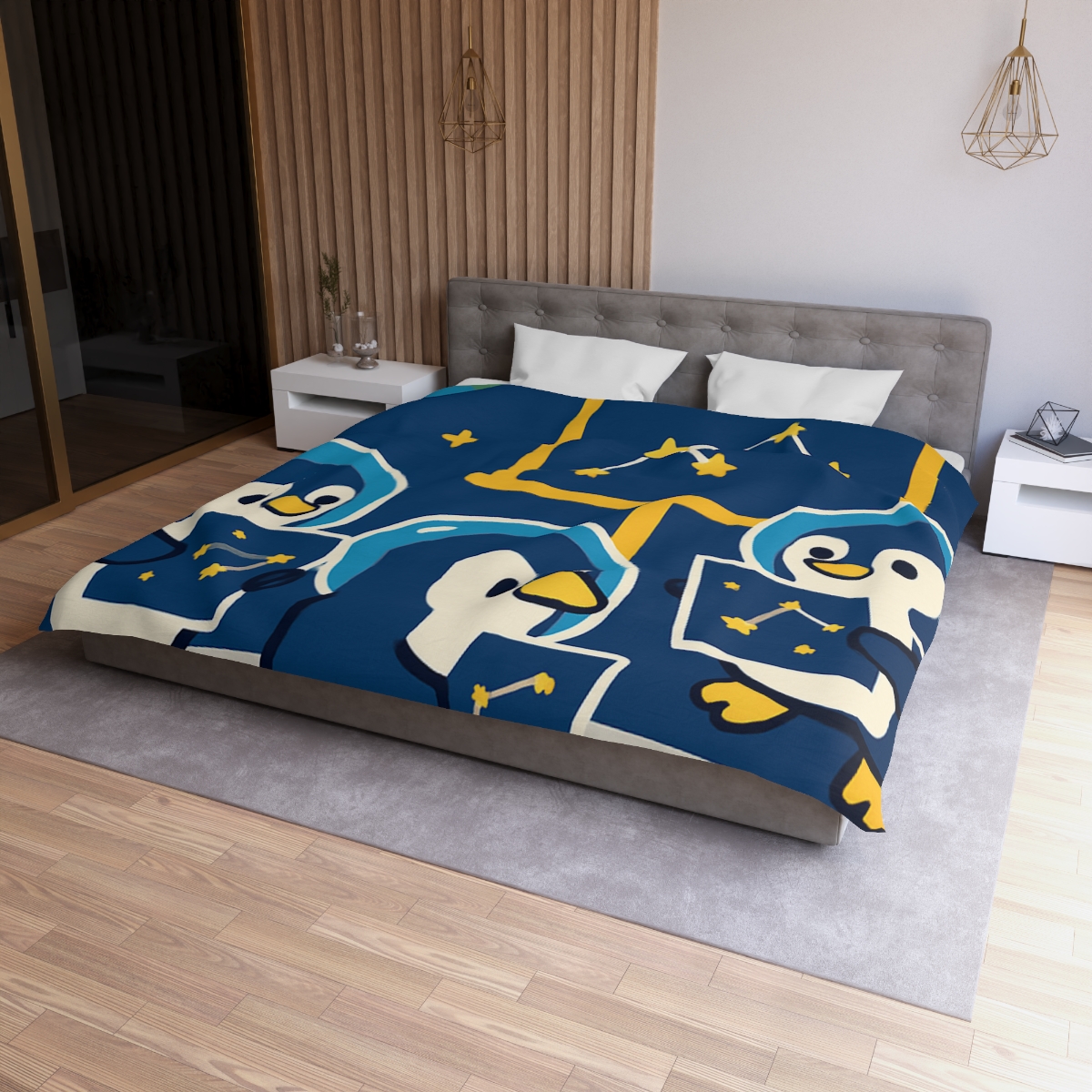 Space School For Curious Penguins soft comforter duvets