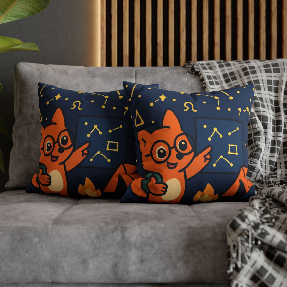 Constellation Camping With Fox Astronomer unique gift pillow cases