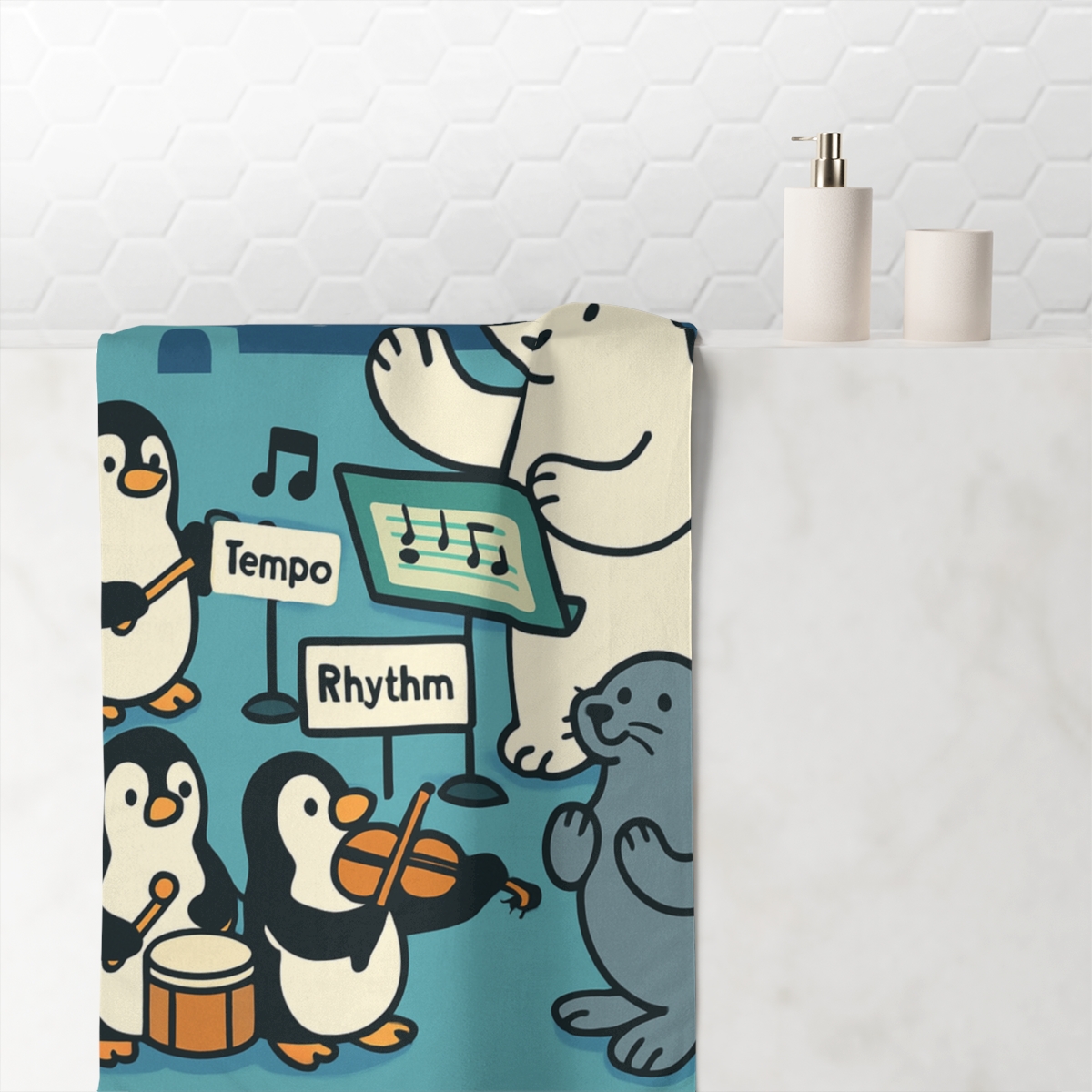 Aurora Arctic Animal Orchestra trendy hand towels