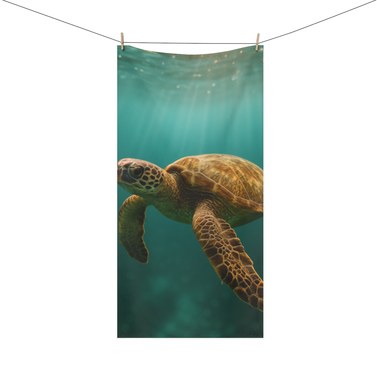 Tidal Drift Sea Turtle trendy hand towels