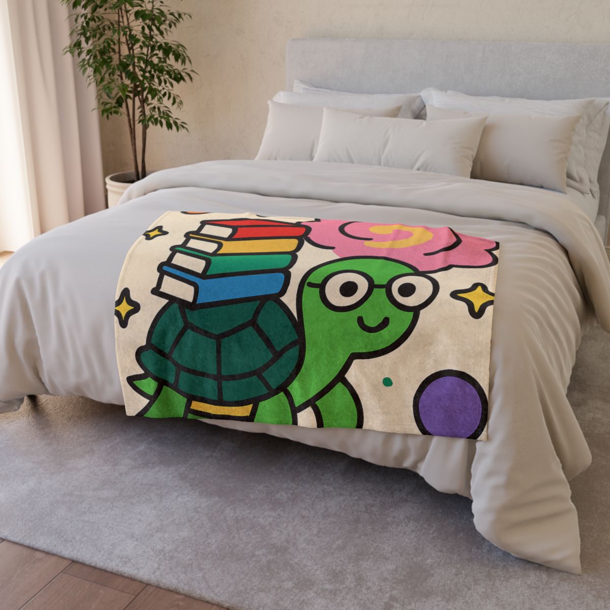 Nebula Library Turtle designer printed blankets