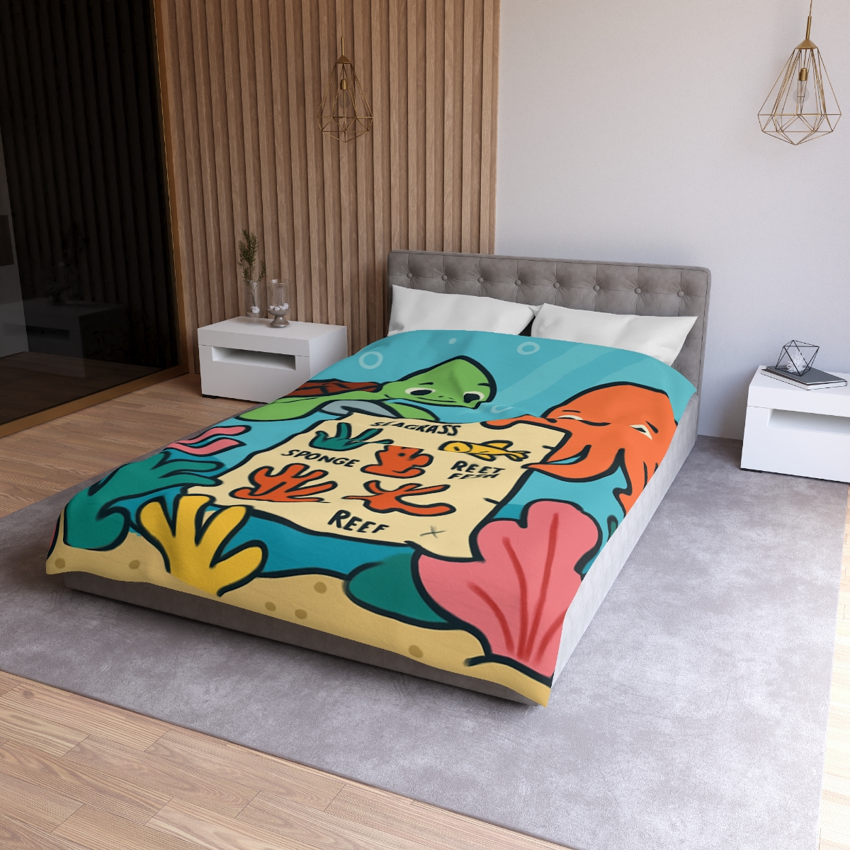 Coral Reef Map Makers personalized bedding duvets