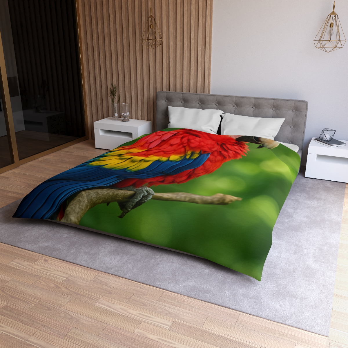 Color Storm Scarlet Macaw trendy bedroom duvets