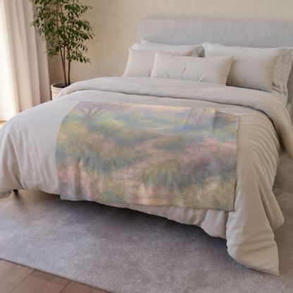 Elegant Calm Garden Scene for Interior Textiles Blanket
