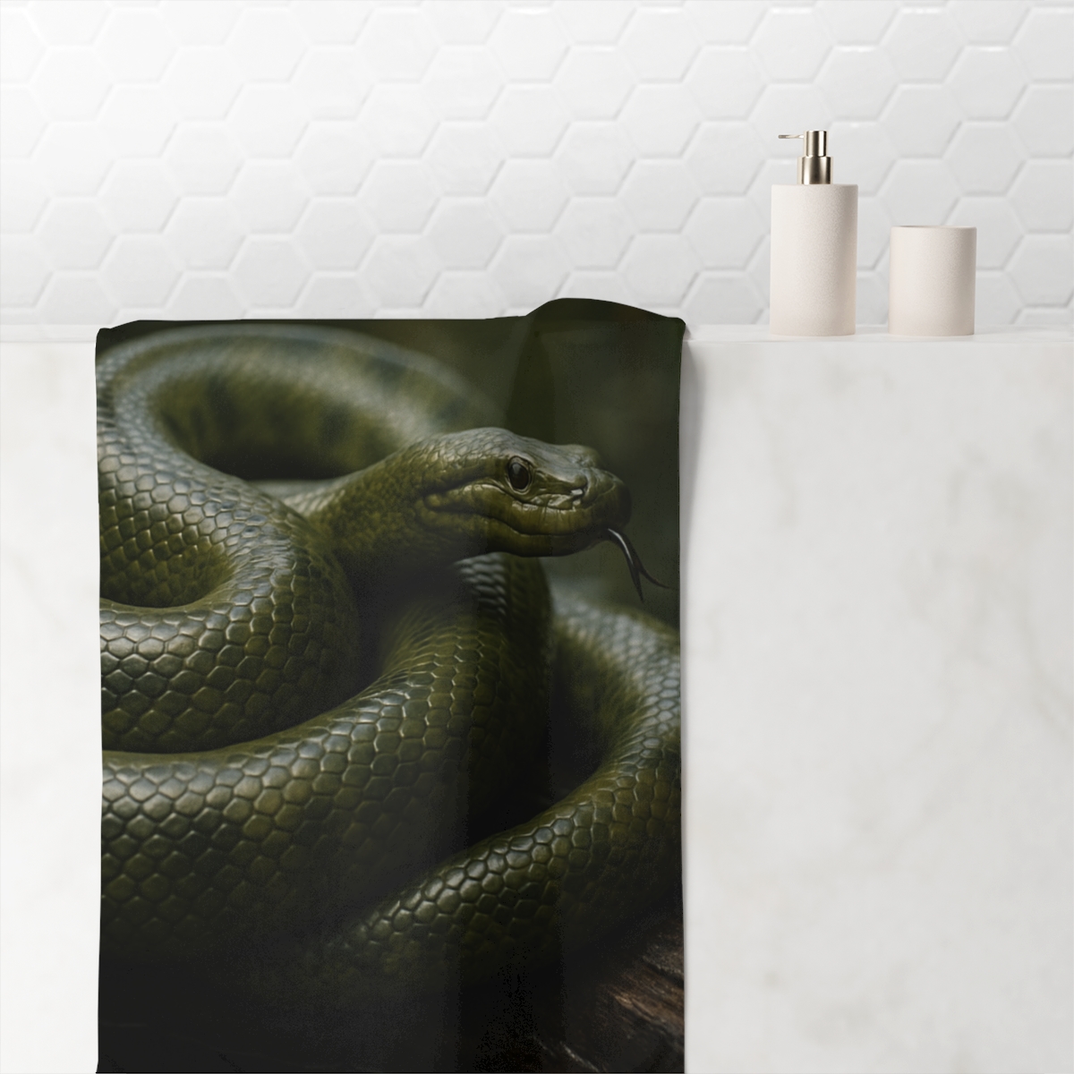 Ember Coil Green Anaconda decorative home towelscustom towels