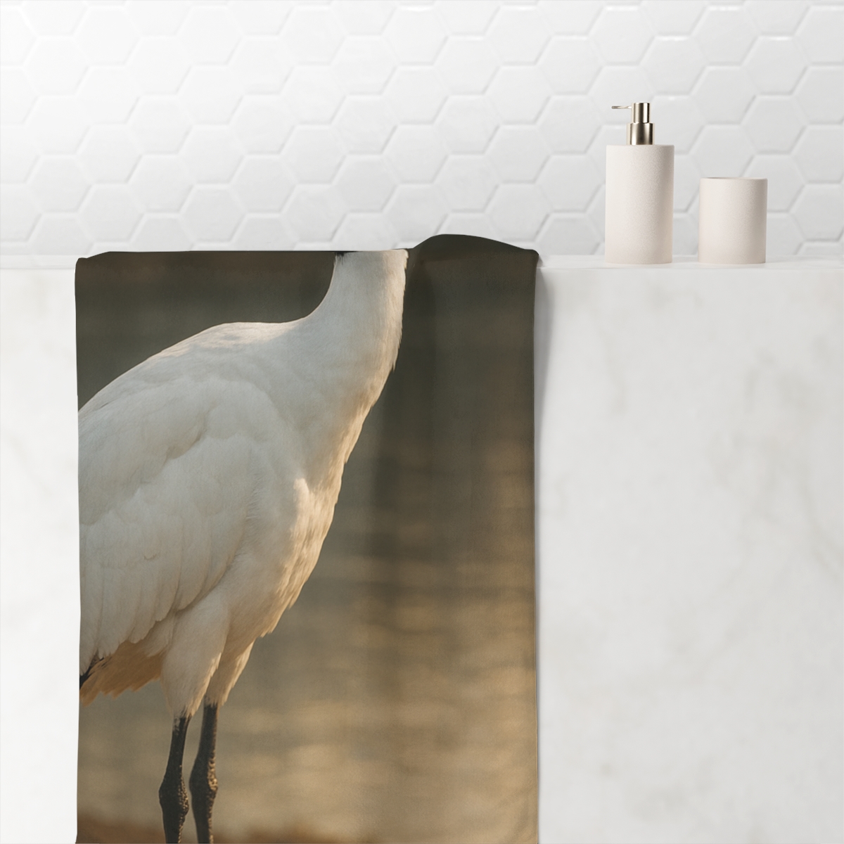 Ember Crown Red Crowned Crane comfortable face towels